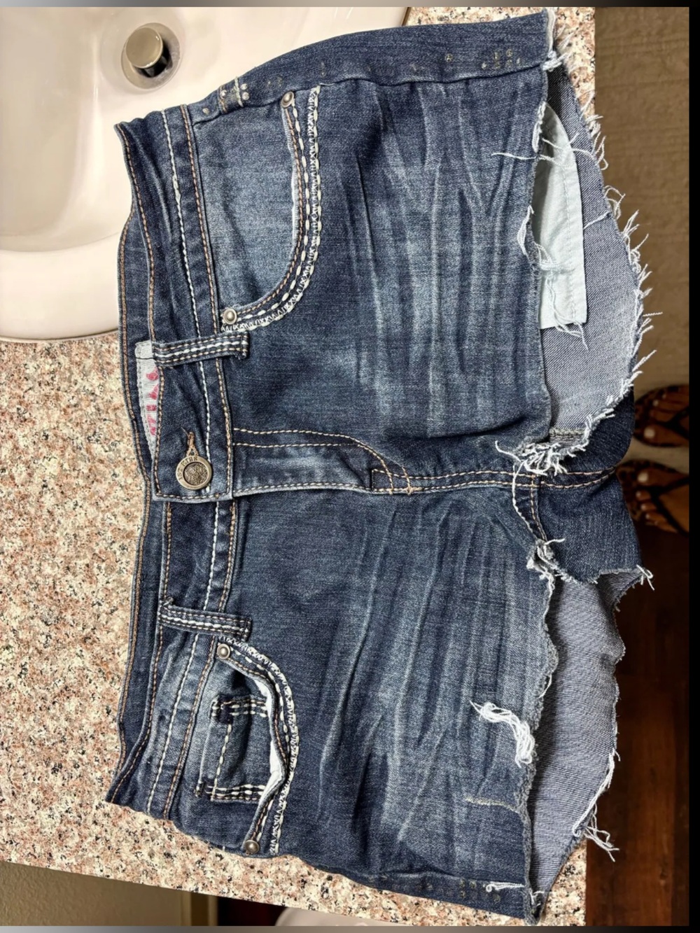 1st Kiss Distressed Dark Blue Denim Cutoff Shorts